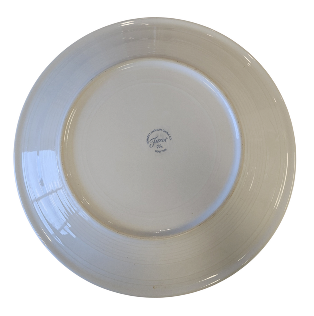 This is a Fiesta Fiestaware Chop Plate featuring JC Penney's exclusive 2007 String of Lights, AKA Light Motif on White. Post 1986, Lead-free, Christmas, Tree, Decorated, Decal
