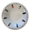 This is a Fiesta Fiestaware Stacking Ceral Bowl featuring the decal sometimes called Bon-Ton's Christmas Lights, String of Lights, or Holiday Lights on White. Post 1986, Lead-free, Christmas, Tree, Decorated, Retired Decal
