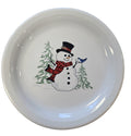 This is a Fiesta Fiestaware Bistro Appetizer Plate featuring the Snowman decal on White. Post 1986, Lead-free, Decorated, Christmas
