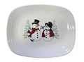 This is a Fiesta Fiestaware Rectangular Platter featuring the Snow Couple decal on White. Post 1986, Lead-free, Decorated, Christmas
