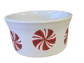 This is a Fiesta Fiestaware Ramekin featuring FTCCO's Peppermint decal on White. Post 1986, Lead-free, Decorated, Christmas, Original Betty Crocker Peppermint decal brought back to life by FTCCO.
