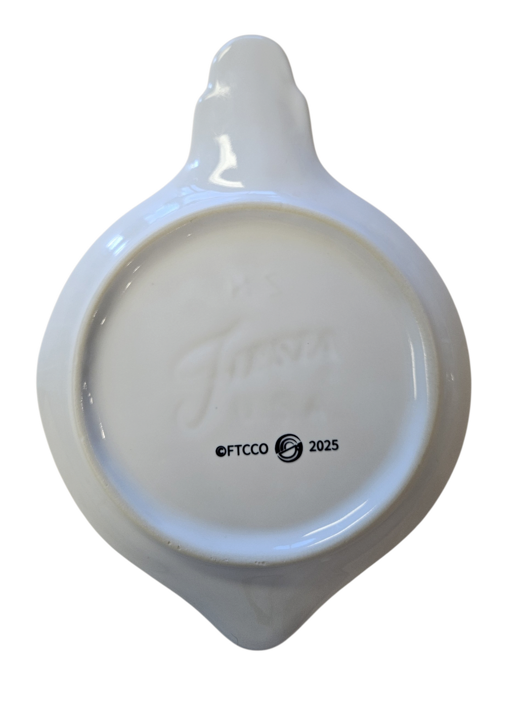 This is a Fiesta Fiestaware Ornament Plate featuring FTCCO's Peppermint decal on White. Post 1986, Lead-free, Decorated, Christmas, Original Betty Crocker Peppermint decal brought back to life by FTCCO.
