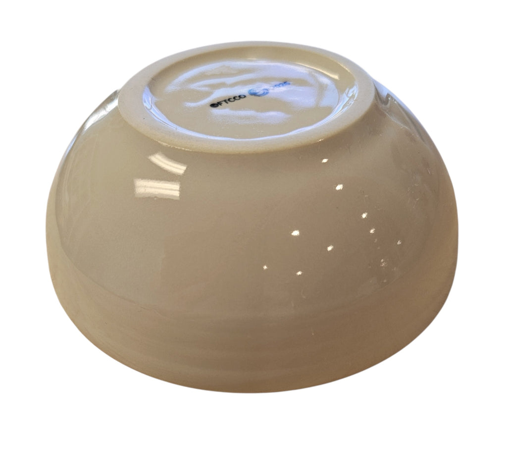 This is a Fiesta Fiestaware Mini Pinch Bowl featuring FTCCO's Peppermint decal on White. Post 1986, Lead-free, Decorated, Christmas, Original Betty Crocker Peppermint decal brought back to life by FTCCO.
