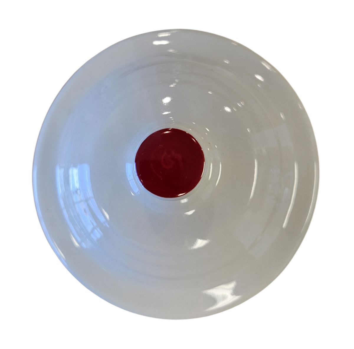 This is a Fiesta Fiestaware Jam Jar/Mini Canister featuring FTCCO's Peppermint decal on White. Post 1986, Lead-free, Decorated, Christmas, Original Betty Crocker Peppermint decal brought back to life by FTCCO.
