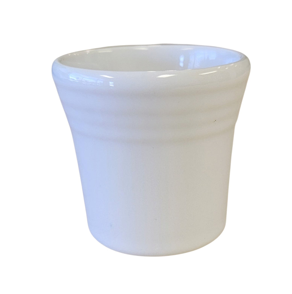 This is a Fiesta Fiestaware Shot Glass featuring FTCCO's Peppermint decal on White. Post 1986, Lead-free, Decorated, Christmas, Original Betty Crocker Peppermint decal brought back to life by FTCCO.
