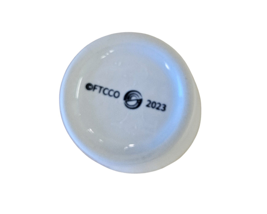 This is a Fiesta Fiestaware Shot Glass featuring FTCCO's Peppermint decal on White. Post 1986, Lead-free, Decorated, Christmas, Original Betty Crocker Peppermint decal brought back to life by FTCCO.
