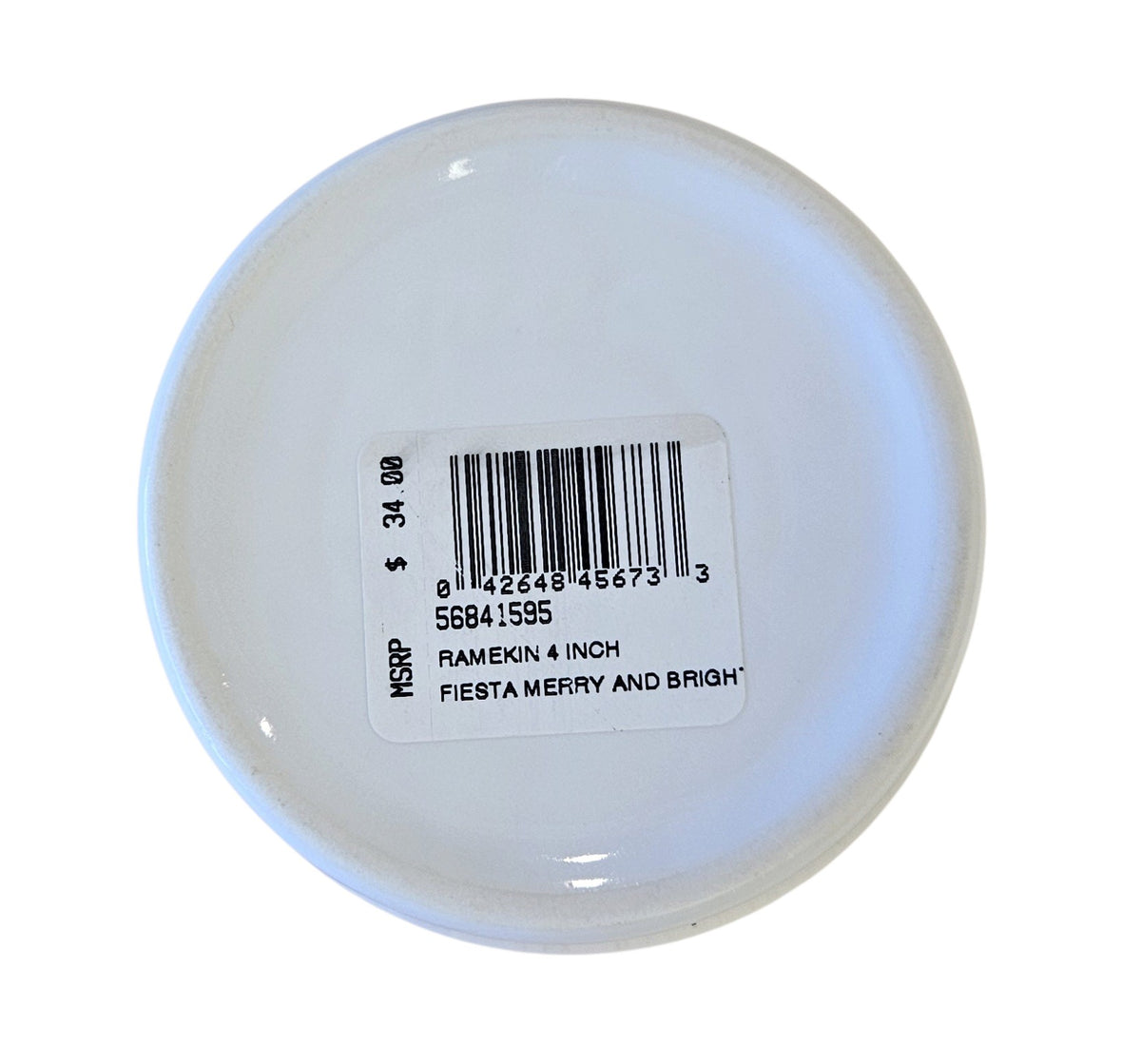This is a Fiesta Fiestaware Ramekin featuring the Merry and Bright decal on White. Post 1986, Lead-free, Decorated, Christmas
