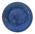 This is a Fiesta Fiestaware Snowflake Embossed Classic Luncheon Plate in Lapis. Post 1986, Lead-free, Christmas, Tree
