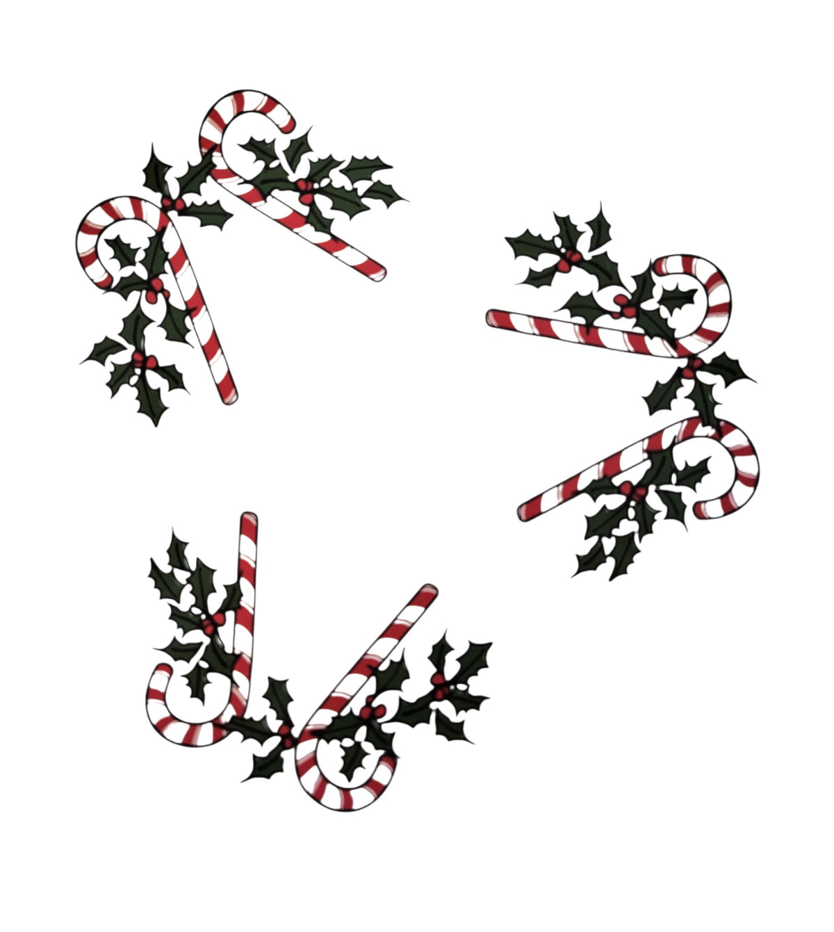 This is a Fiesta Fiestaware Classic Luncheon Plate featuring Bon-Ton's Candy Cane decal on White. Post 1986, Lead-free, Decorated, Retired Decal, Christmas
