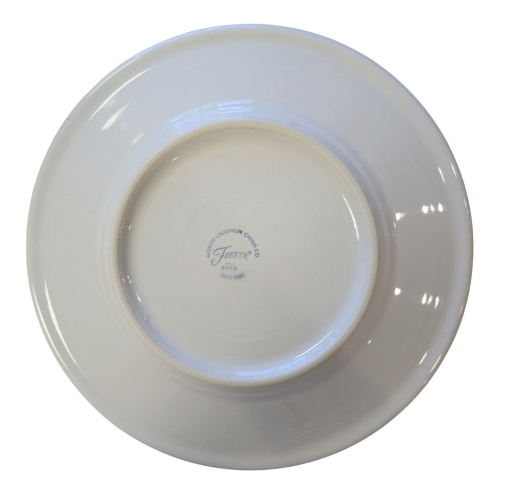 This is a Fiesta Fiestaware Classic Luncheon Plate featuring the Belk's Holiday/Christmas Farm Truck decal on White. Post 1986, Lead-free, Christmas, Decorated, Retired Decal
