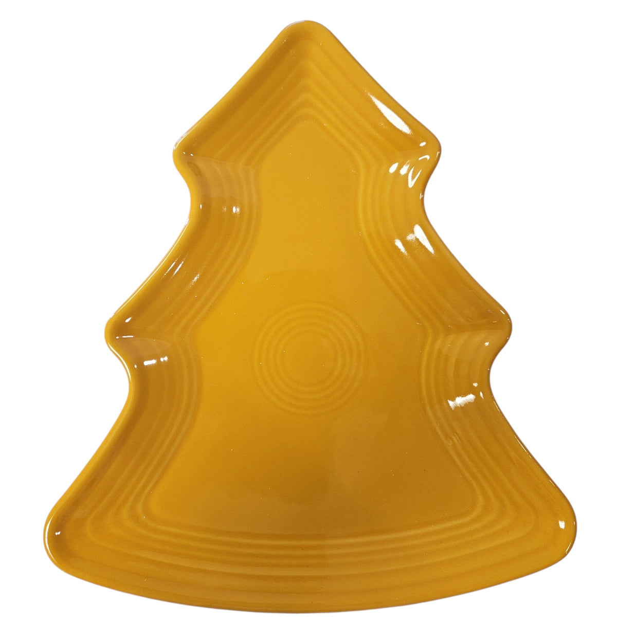 This is a Fiesta Fiestaware Tree Shaped Plate in Butterscotch. Post 1986, Lead-free, Christmas, Tree
