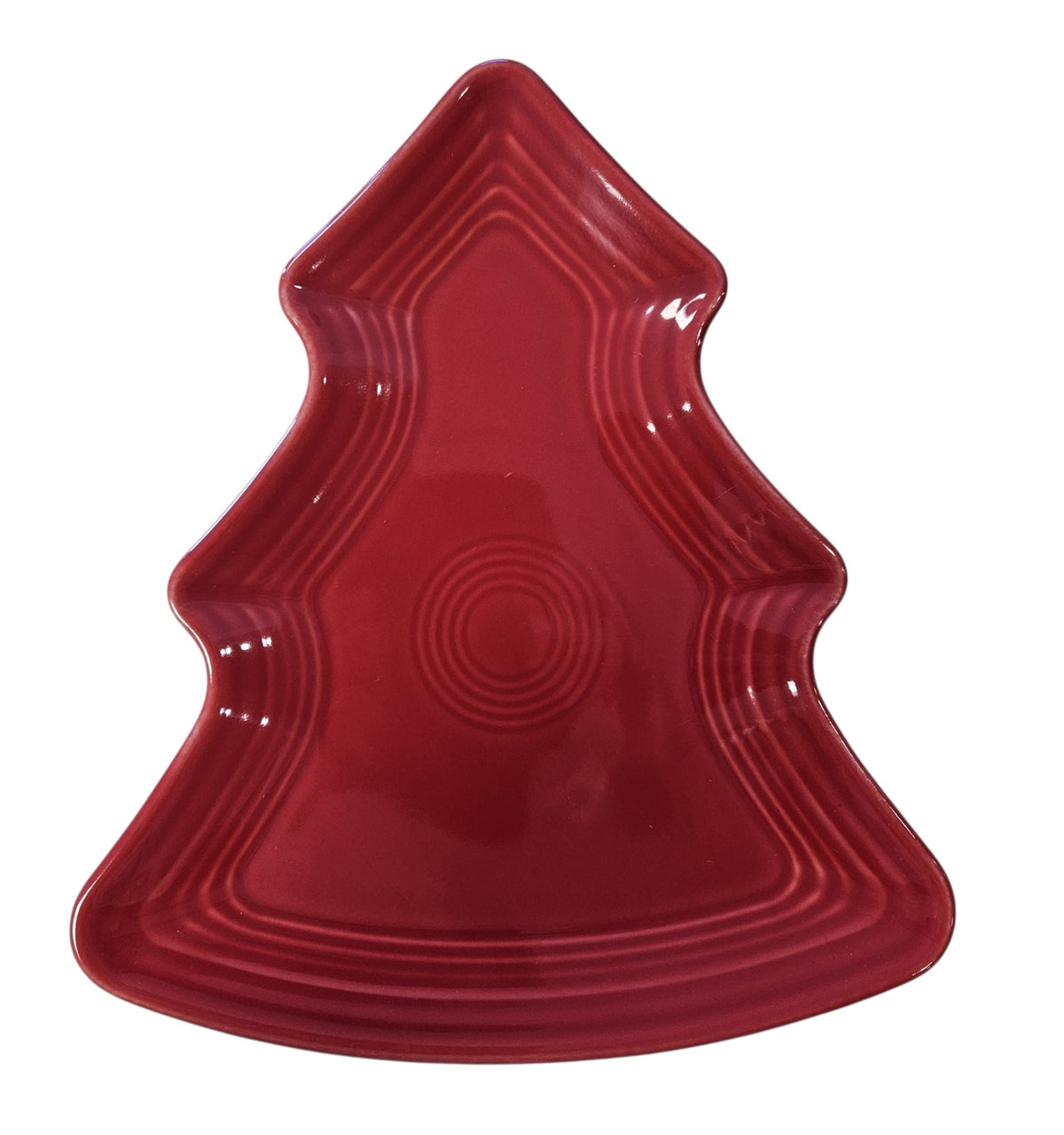 This is a Fiesta Fiestaware Tree Shaped Plate in Scarlet. Post 1986, Lead-free, Christmas, Tree
