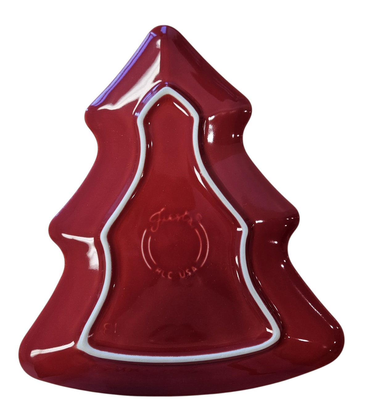 This is a Fiesta Fiestaware Tree Shaped Plate in Scarlet. Post 1986, Lead-free, Christmas, Tree
