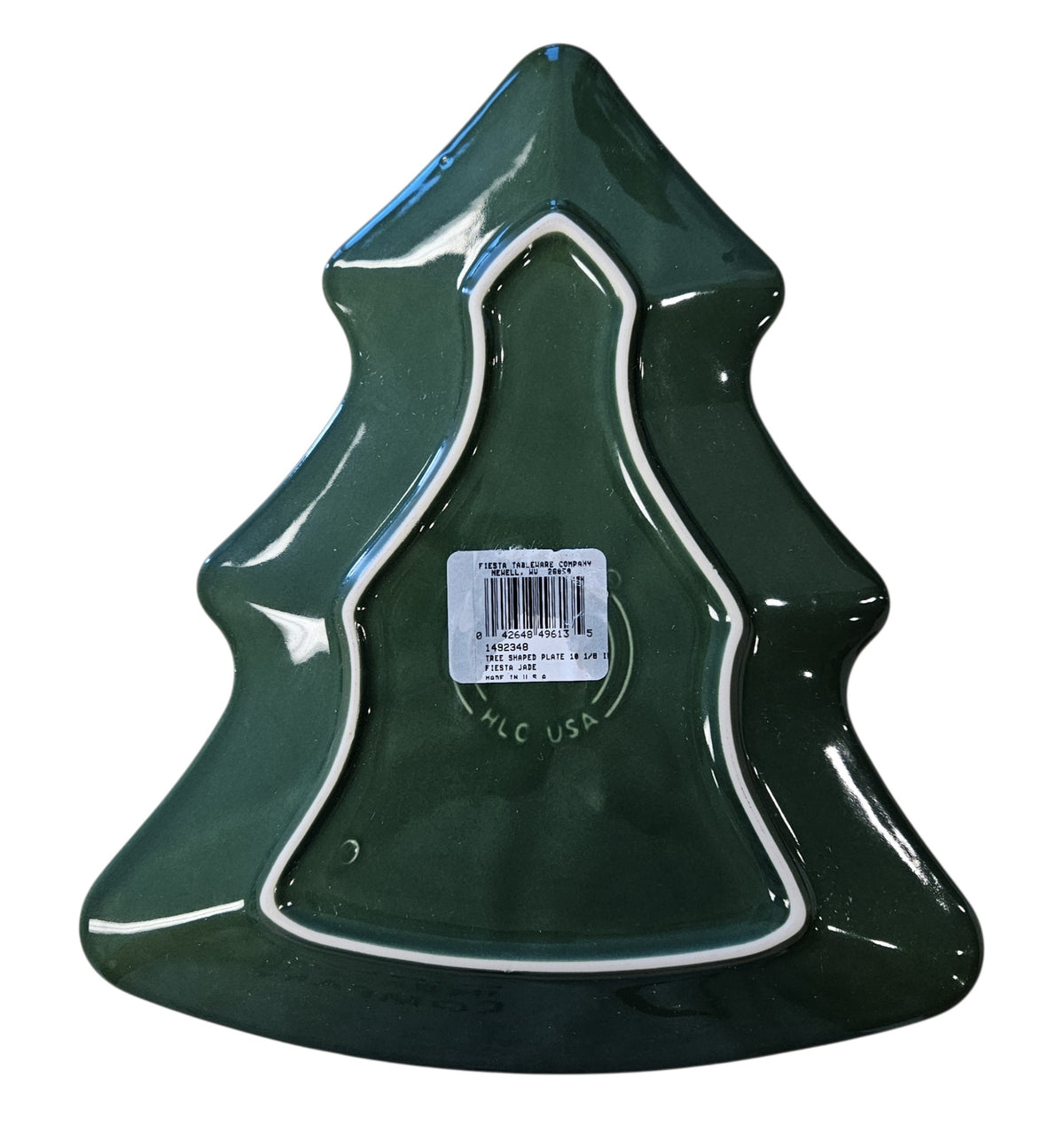 This is a Fiesta Fiestaware Tree Shaped Plate in Jade. Post 1986, Lead-free, Christmas, Tree
