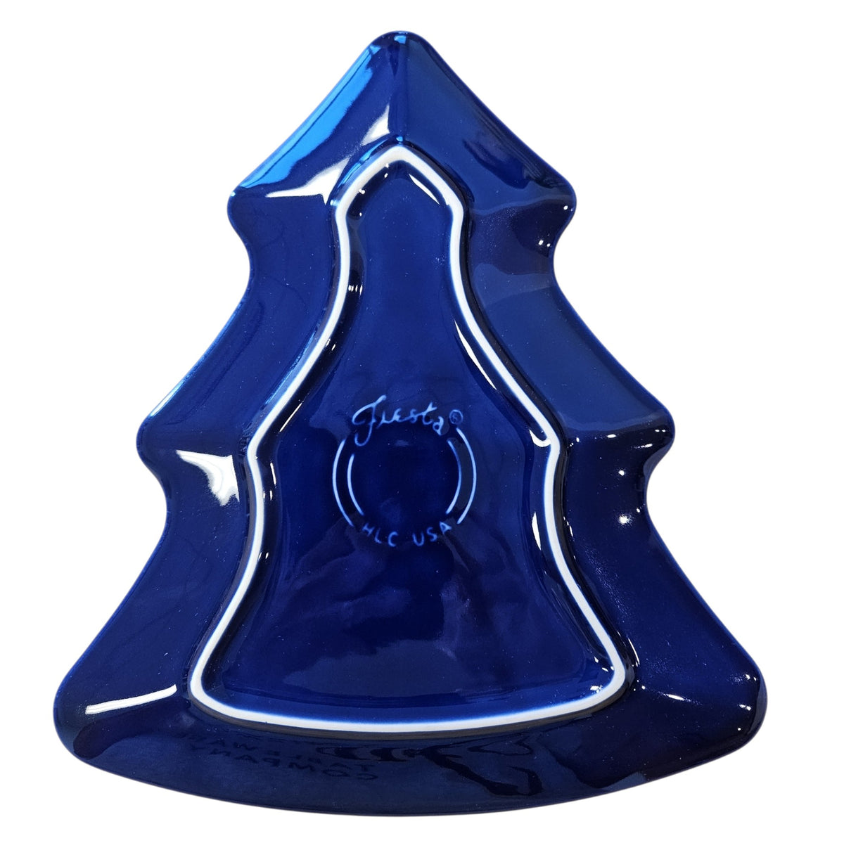 This is a Fiesta Fiestaware Tree Shaped Plate in Twilight. Post 1986, Lead-free, Christmas, Tree
