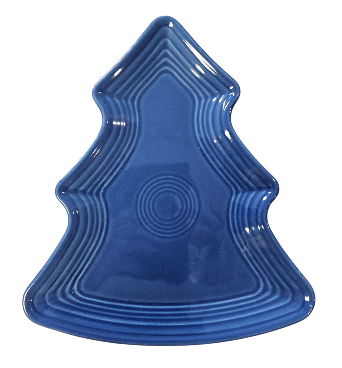 This is a Fiesta Fiestaware Tree Shaped Plate in Lapis. Post 1986, Lead-free, Christmas, Tree

