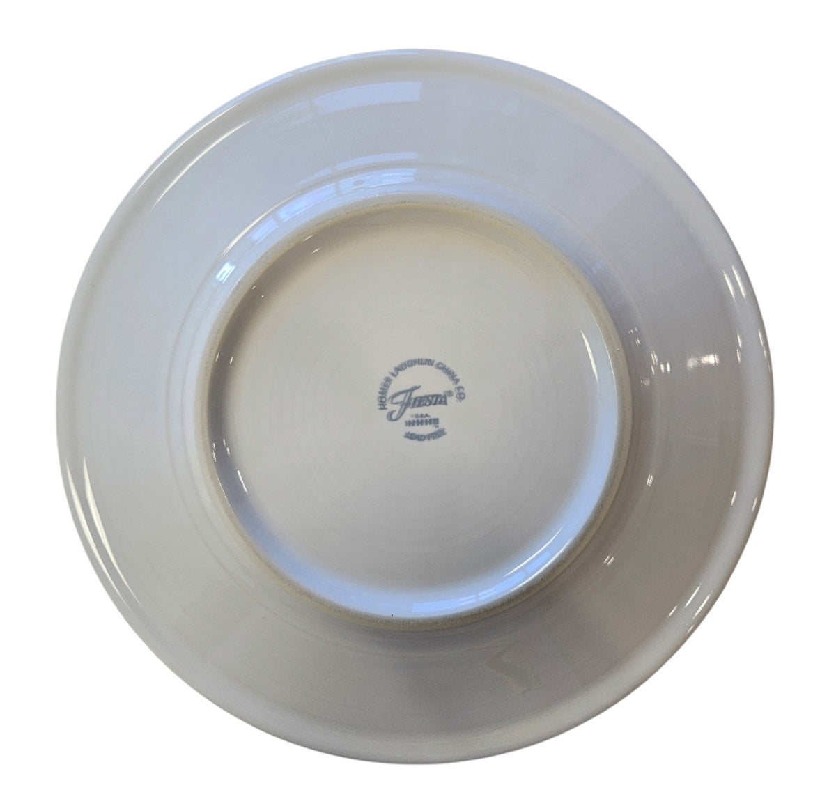 This is a Fiesta Fiestaware Classic Luncheon Plate featuring Everything Kitchen's exclusive Nordic Woodland decal  on White. Scandinavian, Post 1986, Lead-free, Christmas, Tree, Decorated, Retired Decal, Cabin, Reindeer, Trees
