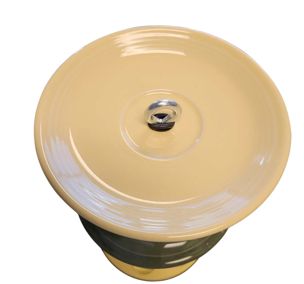This is a handcrafted Birdfeeder made from a Fiesta Fiestware Cup and two saucers. It includes a glass jar to hold birdseed and either a plastic or metal base for the birds to land and feast. The top saucer is also perfect to hold grape jam or orange slices to feed your local orioles. Please see item description for specific cup and saucer color, jar color and base type. Crafted, Fiesta Second Life
