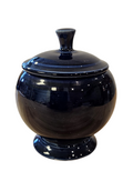 This is a Fiesta Fiestaware Individual Sugar Bowl With Lid in cobalt. lead-free, Post 1986, Retired Color Retired Shape
