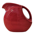 This is a Fiesta Fiestaware Small Disc Juice Pitcher in scarlet. lead-free, Post 1986, Retired Shape 28 ounce capacity
