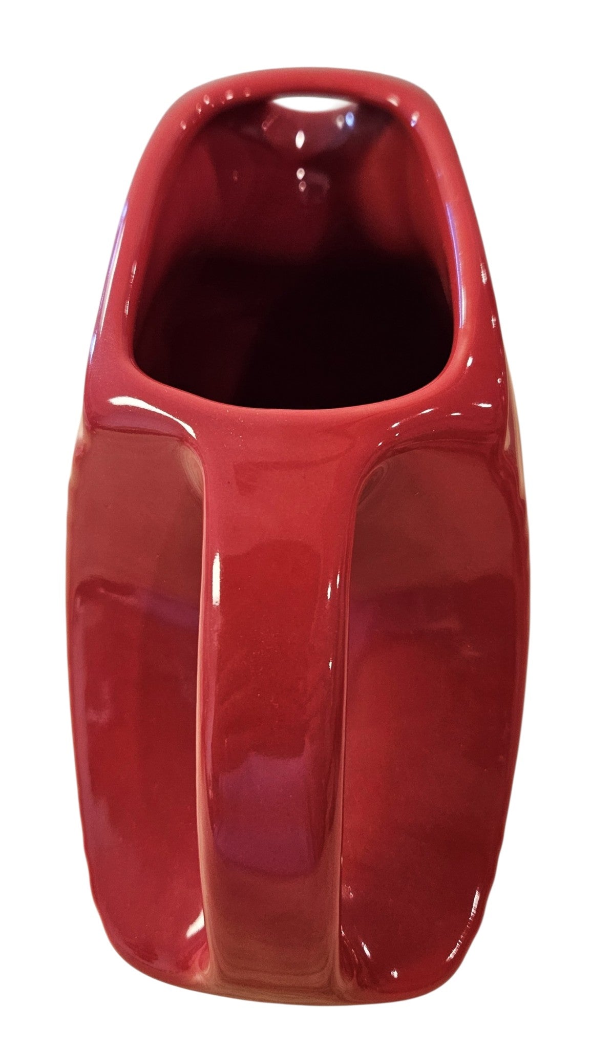 This is a Fiesta Fiestaware Small Disc Juice Pitcher in scarlet. lead-free, Post 1986, Retired Shape 28 ounce capacity
