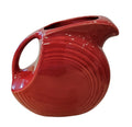 This is a Fiesta Fiestaware Large Disc Water Pitcher in Scarlet. lead-free, Post 1986, Retired Shape 67 ounce capacity
