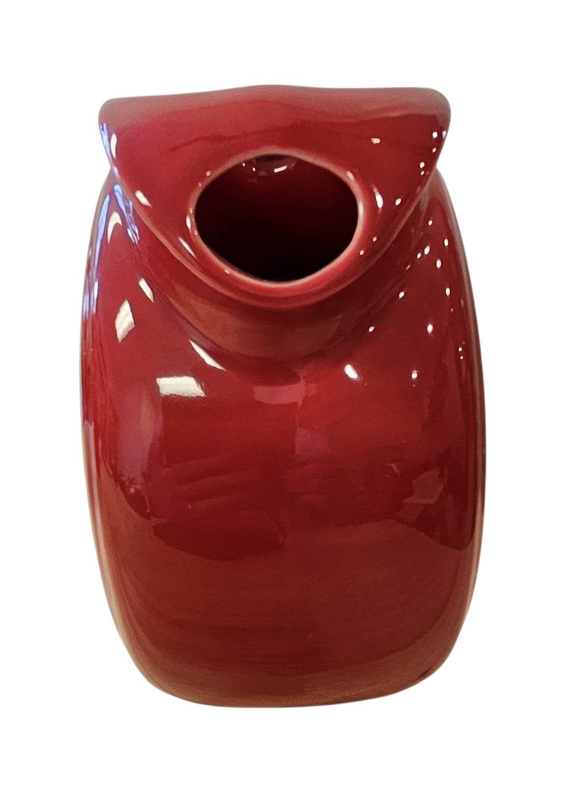 This is a Fiesta Fiestaware Large Disc Water Pitcher in Scarlet. lead-free, Post 1986, Retired Shape 67 ounce capacity
