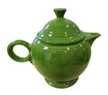 This is a Fiesta Fiestaware Five-cup 5-cup Ring Handled Tea Pot with Lid in Shamrock. lead-free, Post 1986, Retired Color Retired Shape
