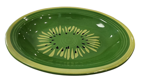 This is Fiesta fiestware Deep Oval Serving Bowl featuring the Betty Crocker Kiwi decal on shamrock. Lead free, post 1986, retired color, retired decal, Hard to Find
