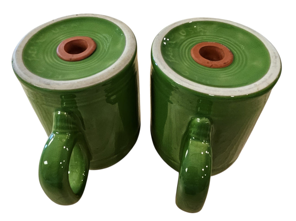 This is a Fiesta Fiestaware set of Range top Rangetop Salt and Pepper Shakers in shamrock. Post 1986 Retired Color Retired Shape Stove top Lead Free
