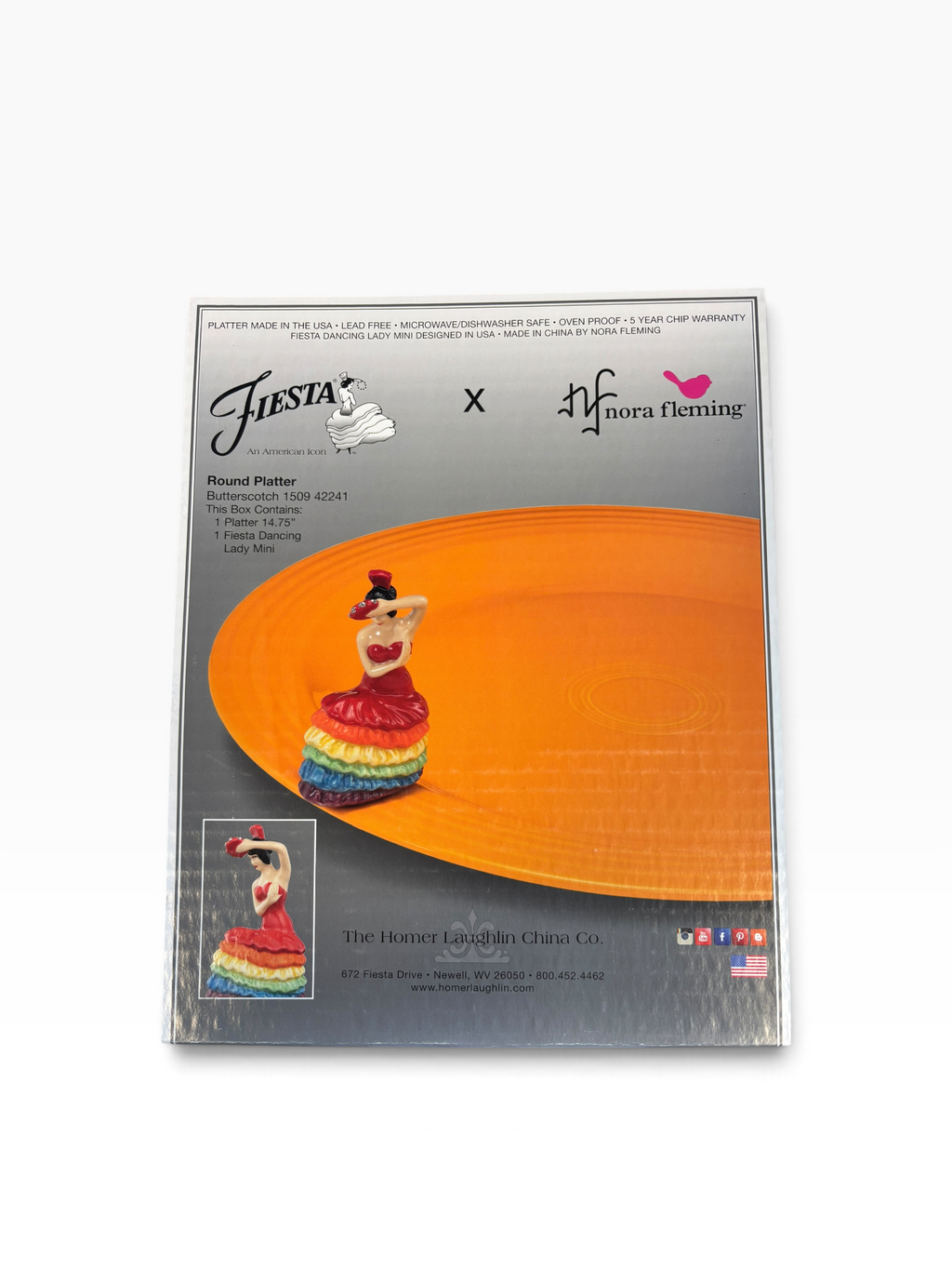 Fiesta Butterscotch Nora Fleming Dancing Lady Mini Butterscotch Round Platter 14 3/4" NIB