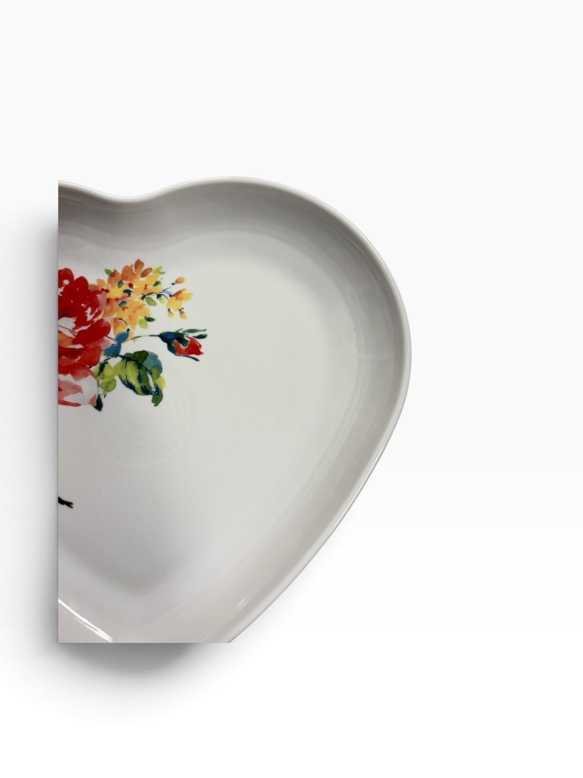 Fiesta White Floral Bouquet Heart Plate Heart Shaped Plate 9"