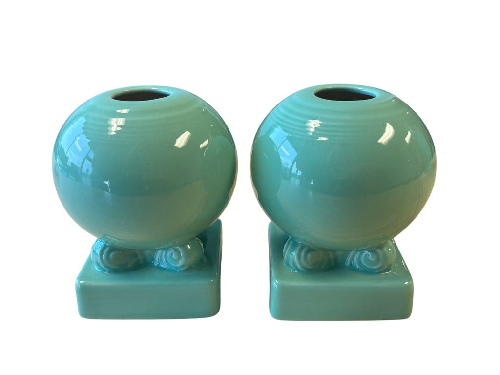 Fiesta Sea Mist Round Bulb Candle Holder Pair