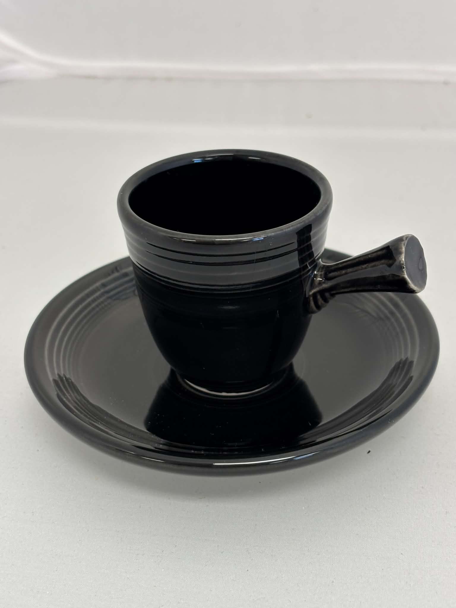 Fiesta Black Stick Handle Demitasse AD Cup & Saucer