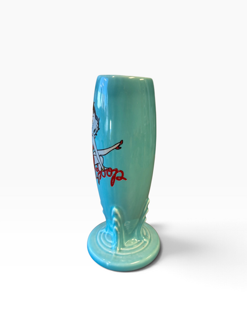 Fiesta Betty Boop Red Dress on Turquoise Bud Vase 6" HTF