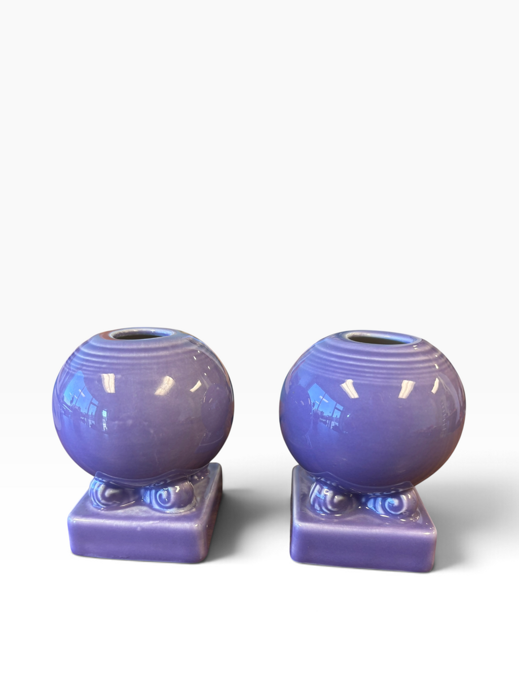 Fiesta Lilac Round Bulb Candle Holder Pair HTF