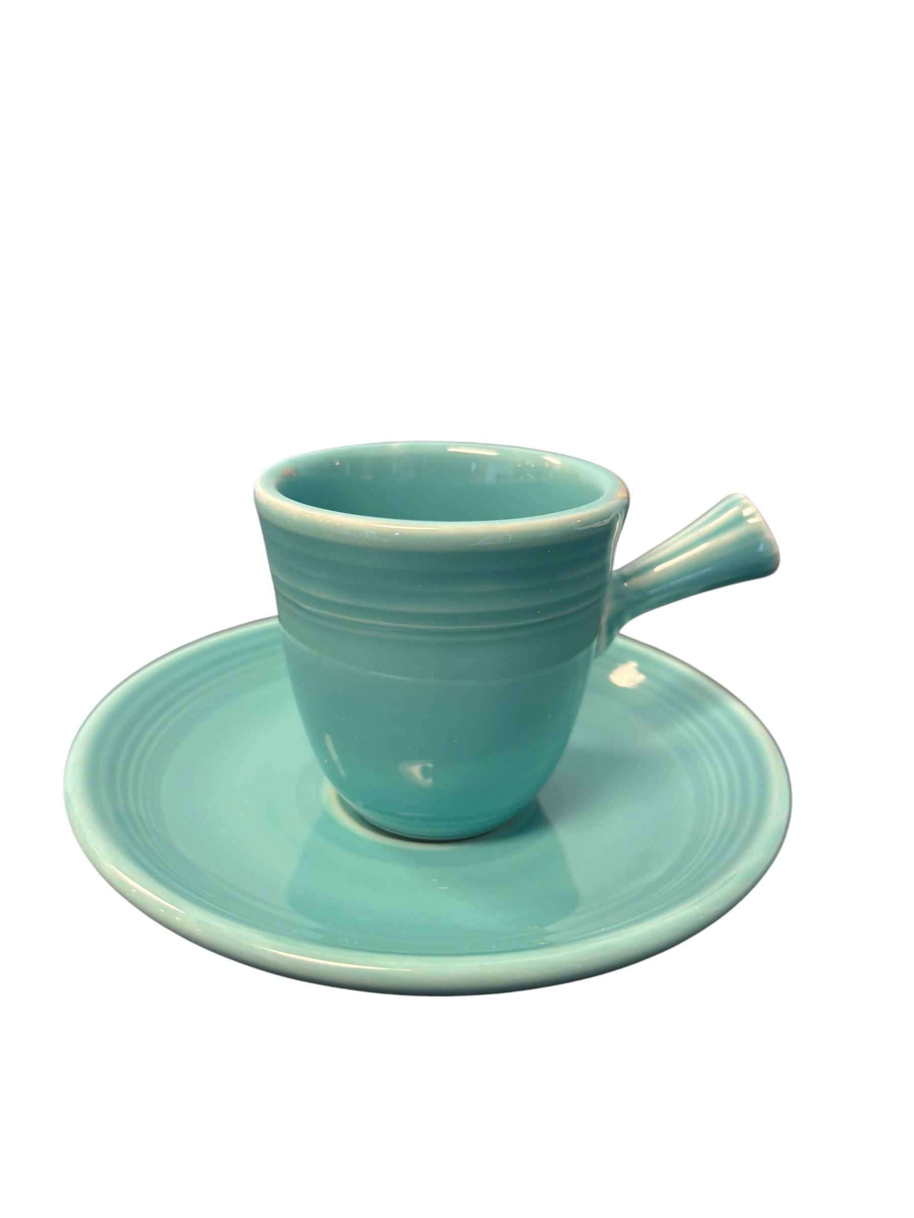 Fiesta Turquoise Stick Handle Demitasse AD Cup & Saucer
