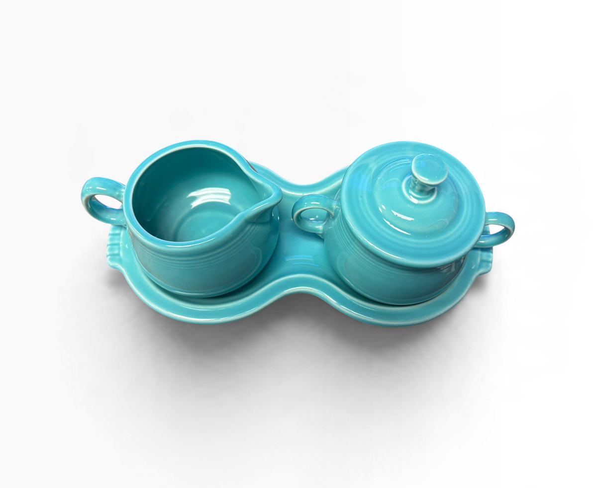 Fiesta Turquoise Sugar & Cream Tray Set