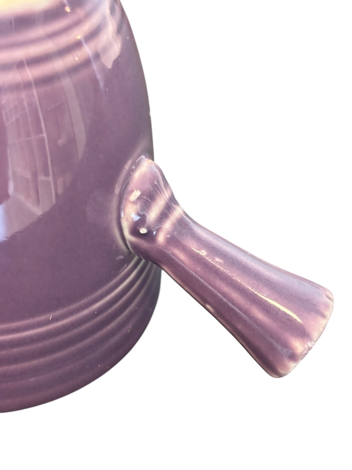 This is a Fiesta Fiestaware After Dinner AD Stick Handled Demitasse Demi Cup and Saucer Set in Lilac. lead-free, Post 1986, Retired Color Retired Shape Perfect for Espresso
