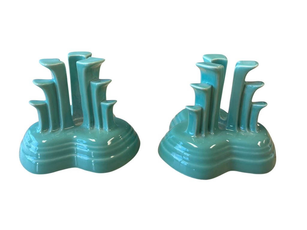 Fiesta Sea Mist Pyramid Candle Holder Pair