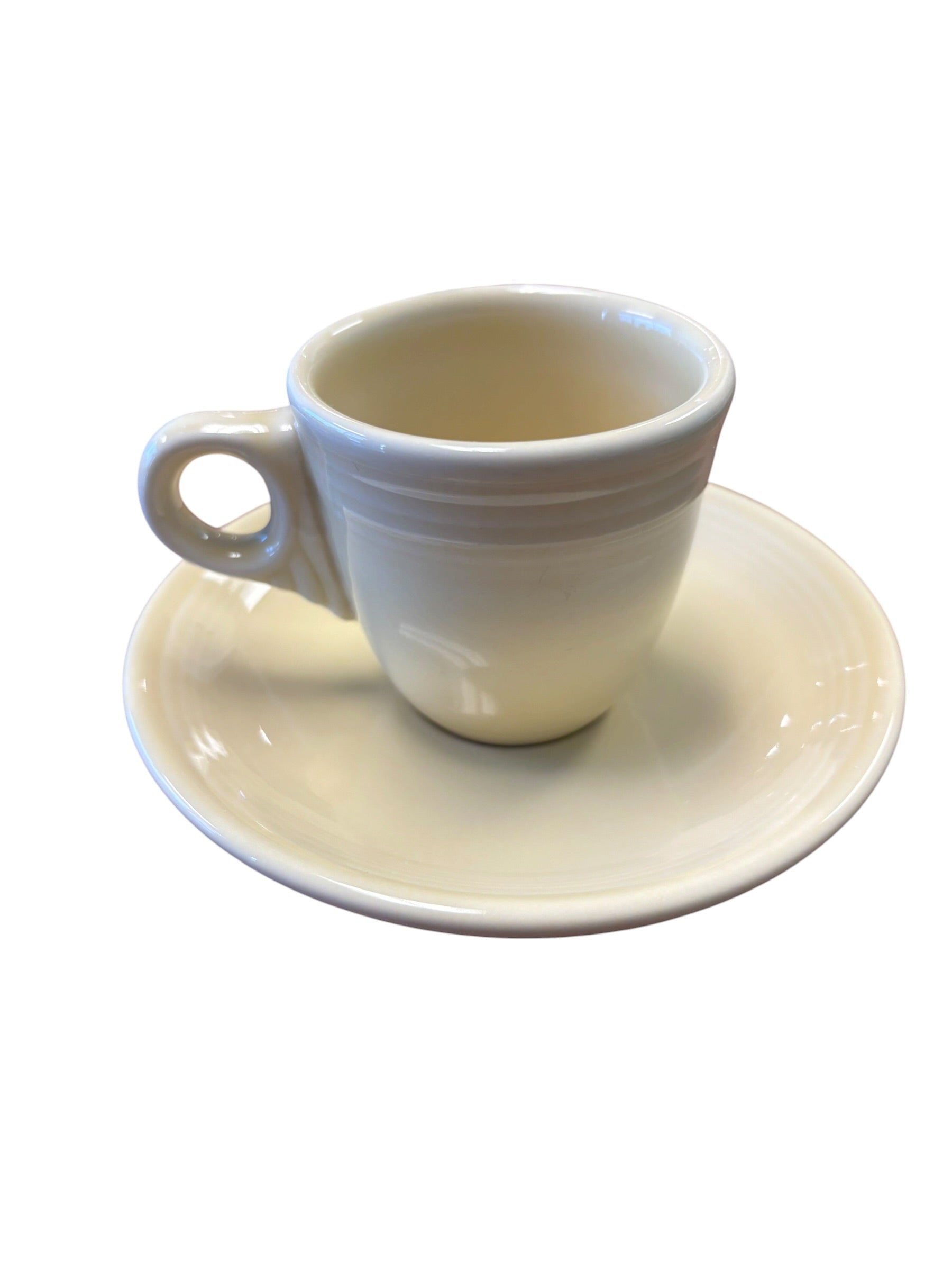 Fiesta Ivory Ring Handle Demitasse AD Cup & Saucer