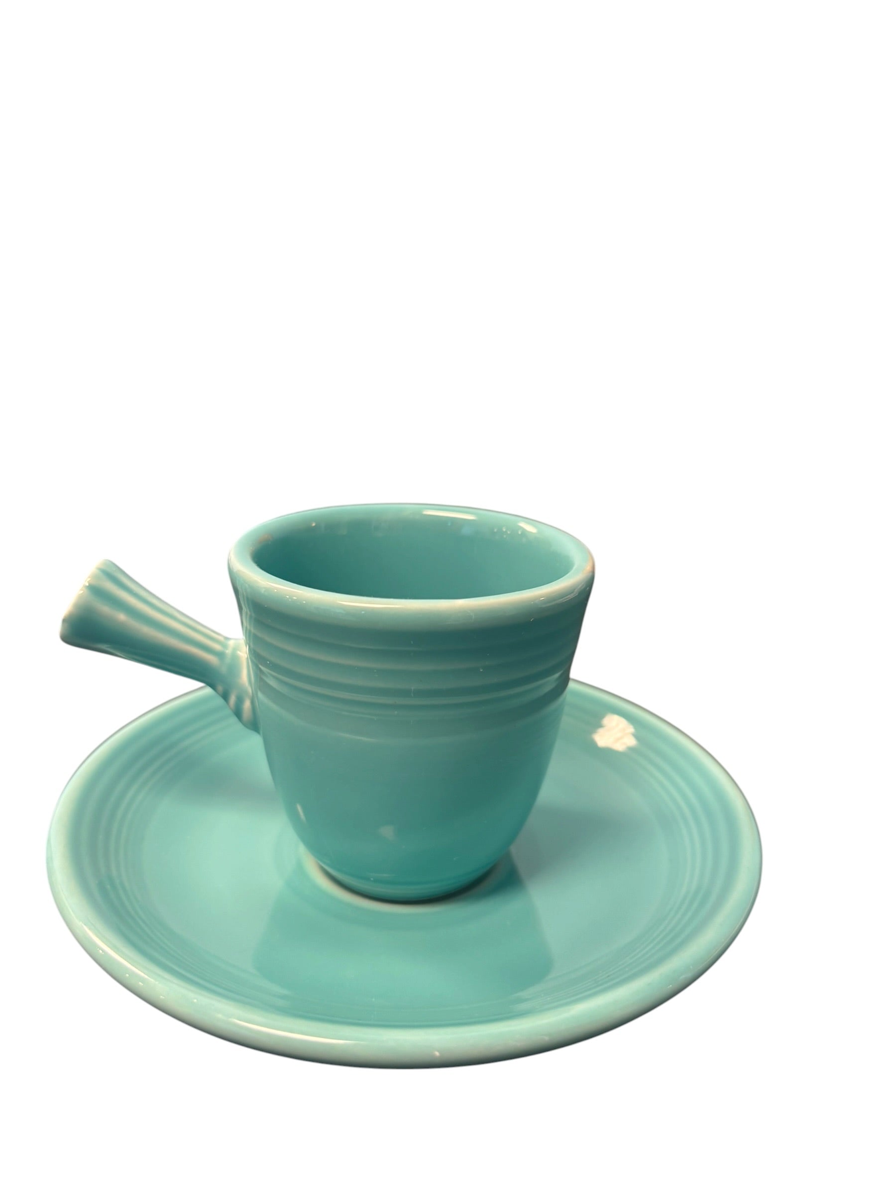 Fiesta Turquoise Stick Handle Demitasse AD Cup & Saucer