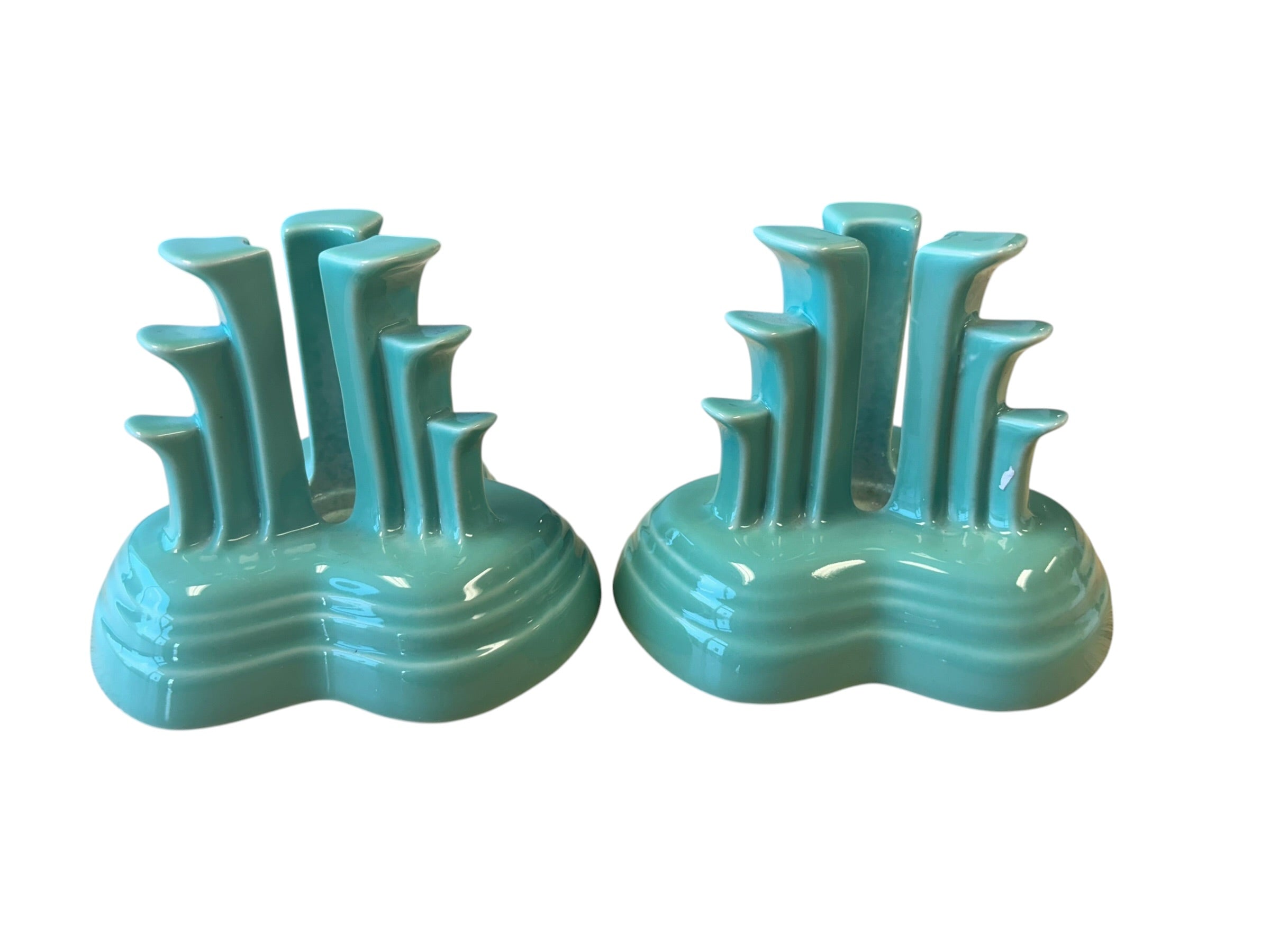 Fiesta Sea Mist Pyramid Candle Holder Pair