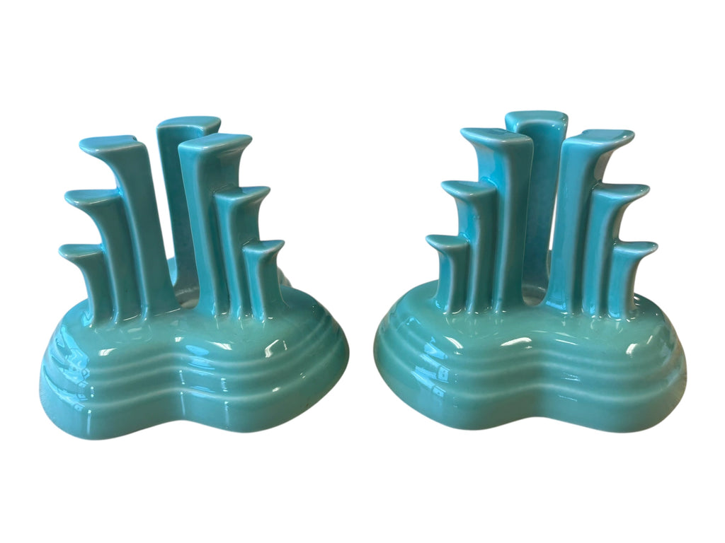 Fiesta Sea Mist Pyramid Candle Holder Pair