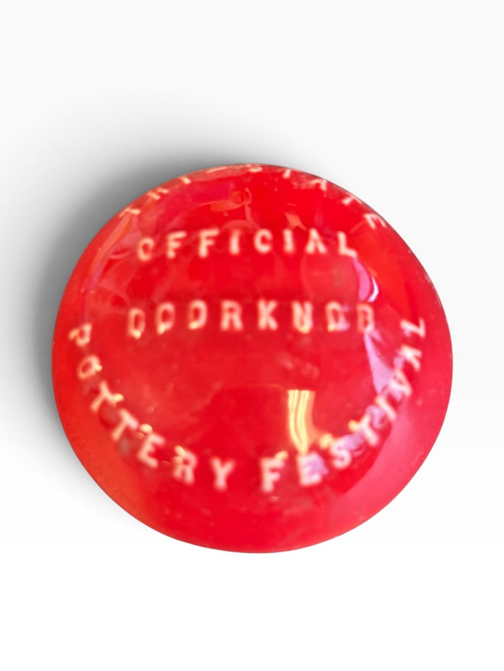 Tri-State Pottery Festival Official Doorknob in Fiesta Scarlet | HLC Toss Game