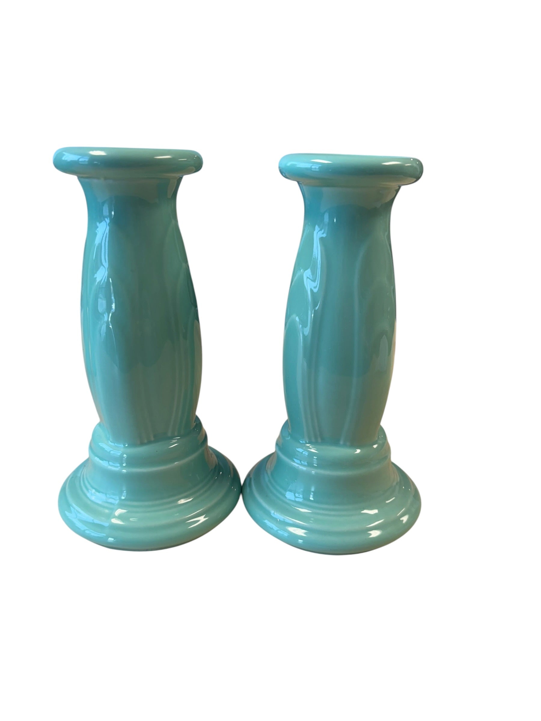 Fiesta Sea Mist Tapered Candlestick Millennium Candlestick Y2K Pair