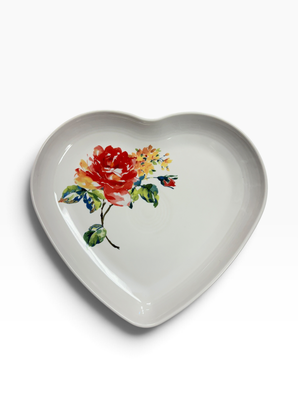 Fiesta White Floral Bouquet Heart Plate Heart Shaped Plate 9"