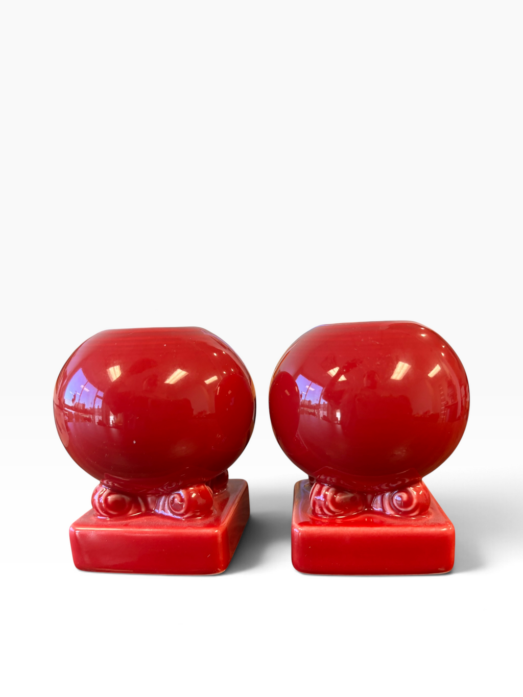 Fiesta Scarlet Round Bulb Candle Holder Pair HTF