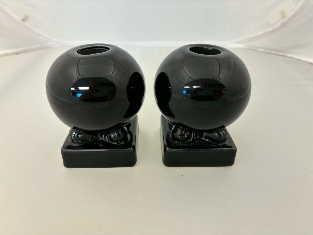Fiesta Black Round Bulb Candle Holder Pair