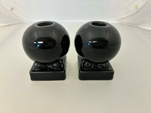 This is a Fiesta Fiestaware retired bulb candle holder pair in Black. Lead-free Post 1986 Retired Color Retired Shape

